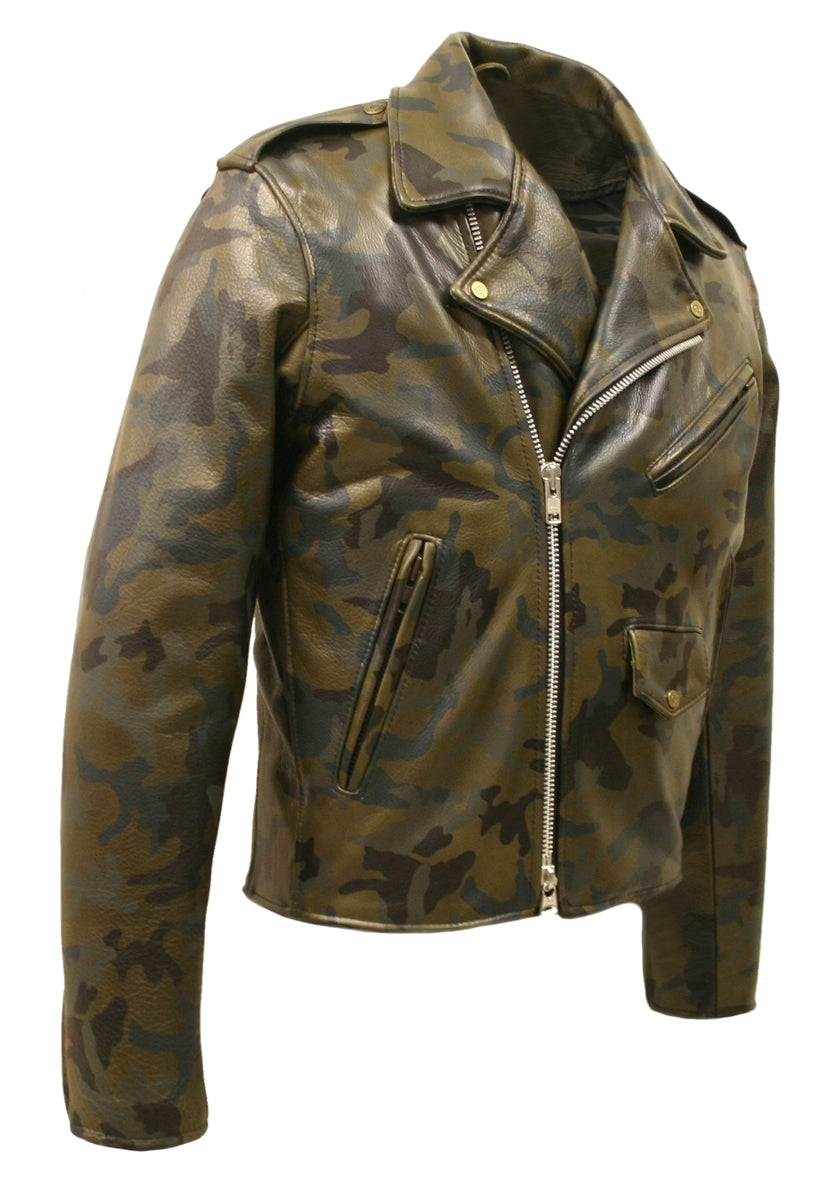 All Leather Camouflage Biker Jacket (Custom-Made)