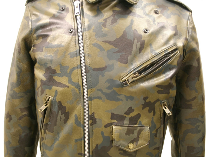 All Leather Camouflage Biker Jacket (Custom-Made)