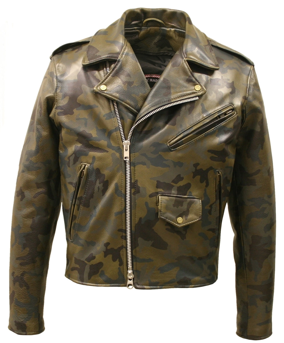 All Leather Camouflage Biker Jacket (Custom-Made)