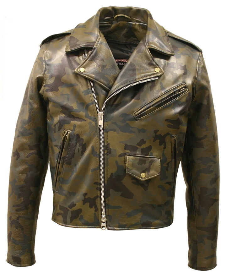 All Leather Camouflage Biker Jacket (Custom-Made)