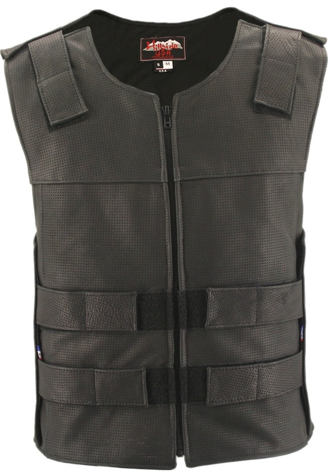 Full Perforated Zippered Tactical Style Leather Vest (Custom-Made)