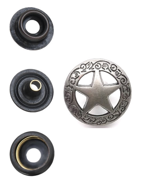 Star with Floral Border Snap Cap Nickel