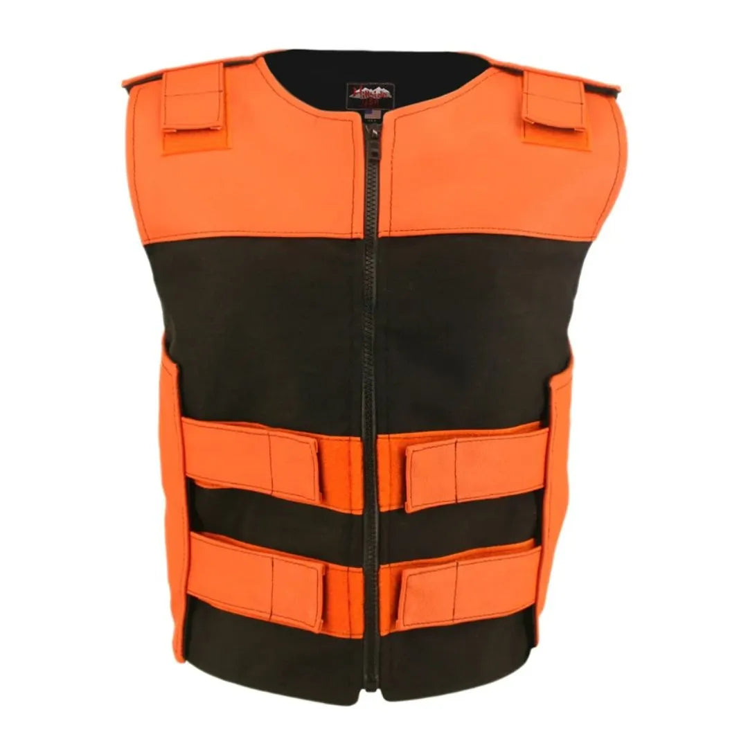 Women's Leather & Cordura Combo Zippered Tactical Vest (Custom-Made)