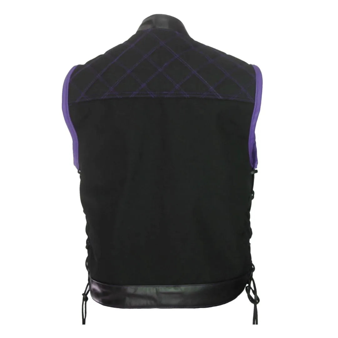 Double Stitch Diamond Biker Vest  Water Resistant Military Grade Fabric (Cordura)