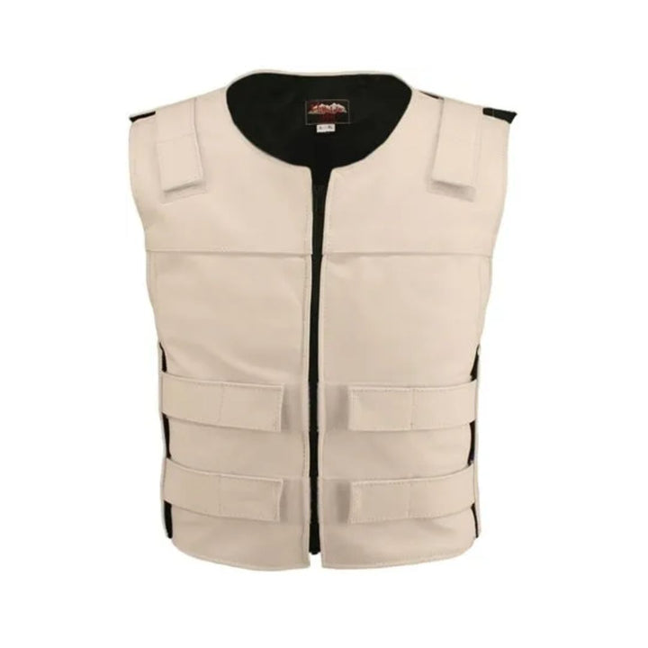 Men's Zippered Tactical Style Leather Vest (Custom-Made)
