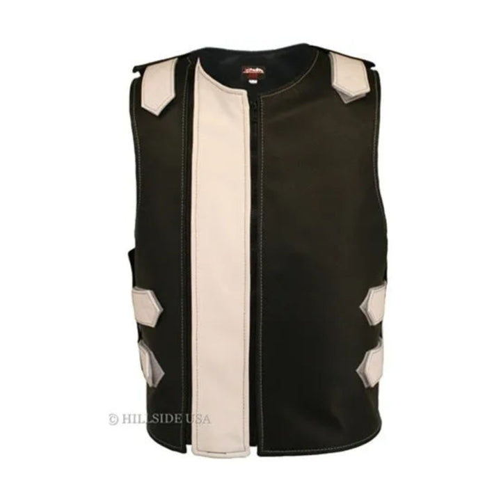 Men's Dual Front Zipper Tactical Leather Vest (Custom-Made)