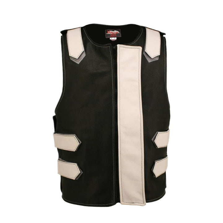 Removable Flap Tactical Leather Vest Black (Custom-Made)