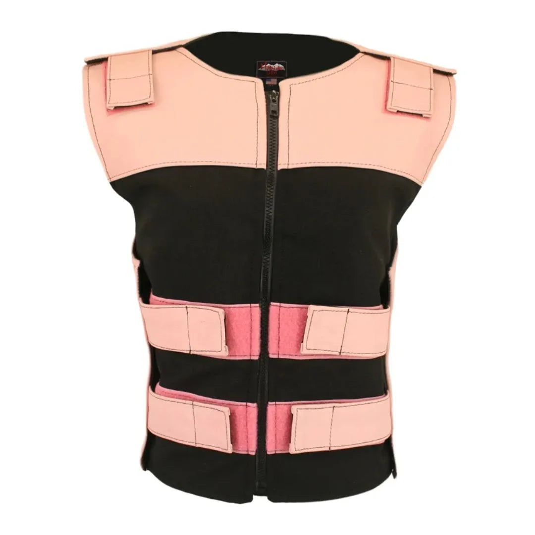 Women's Leather & Cordura Combo Zippered Tactical Vest (Custom-Made)