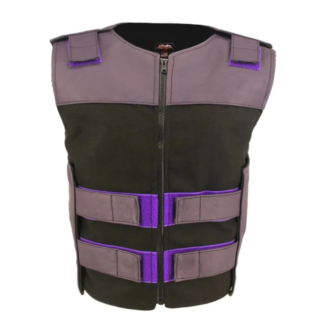 Women's Leather & Cordura Combo Zippered Tactical Vest (Custom-Made)