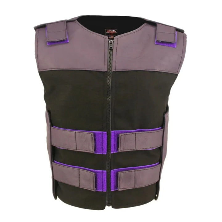 Women's Leather & Cordura Combo Zippered Tactical Vest (Custom-Made)