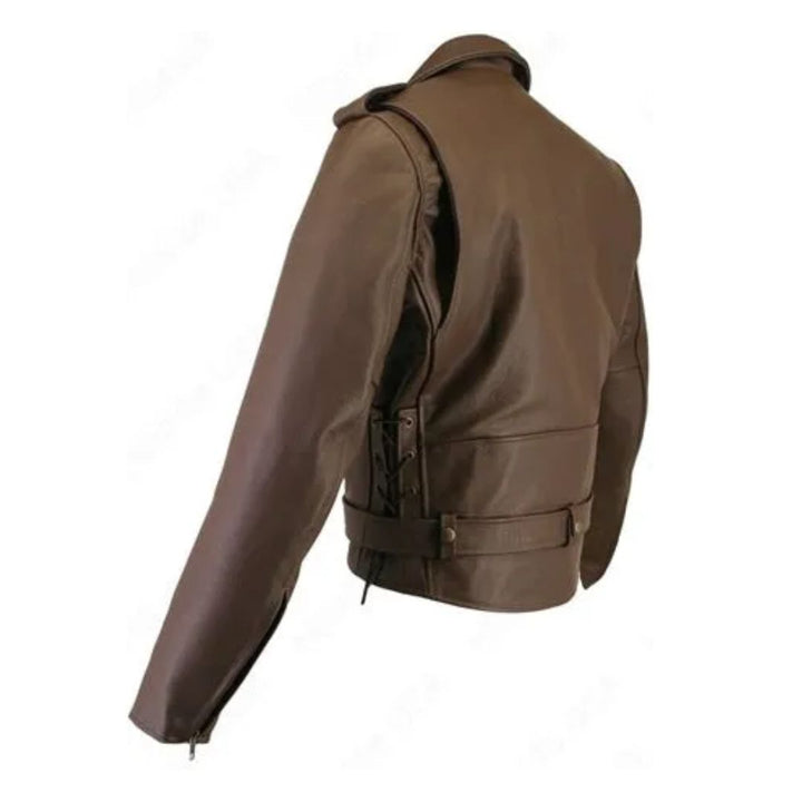 Men's Full Belted Cowhide Biker Jacket