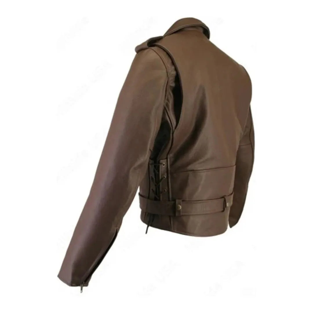 Men's Full Belted Cowhide Biker Jacket