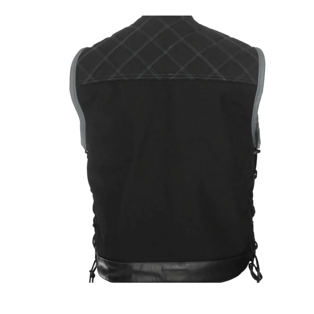 Double Stitch Diamond Biker Vest  Water Resistant Military Grade Fabric (Cordura)