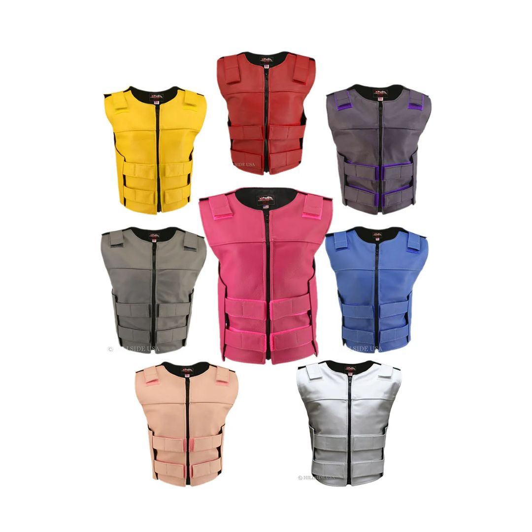 Women's Zippered Tactical Style Leather Vest