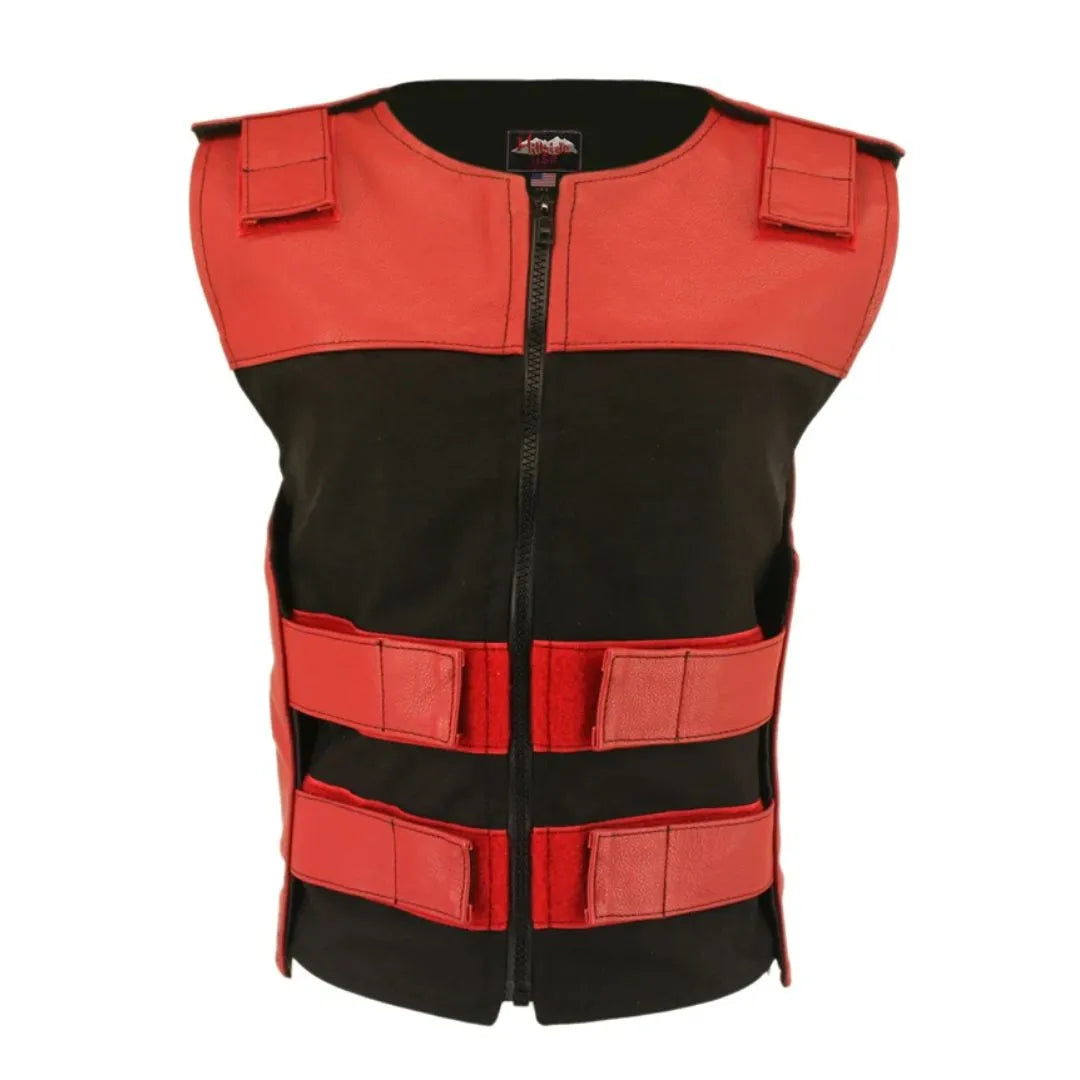 Women's Leather & Cordura Combo Zippered Tactical Vest (Custom-Made)