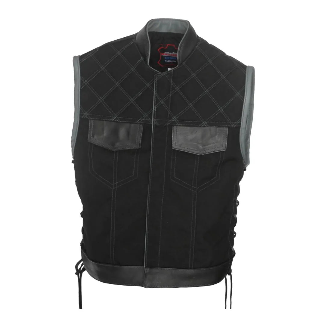 Double Stitch Diamond Biker Vest  Water Resistant Military Grade Fabric (Cordura)