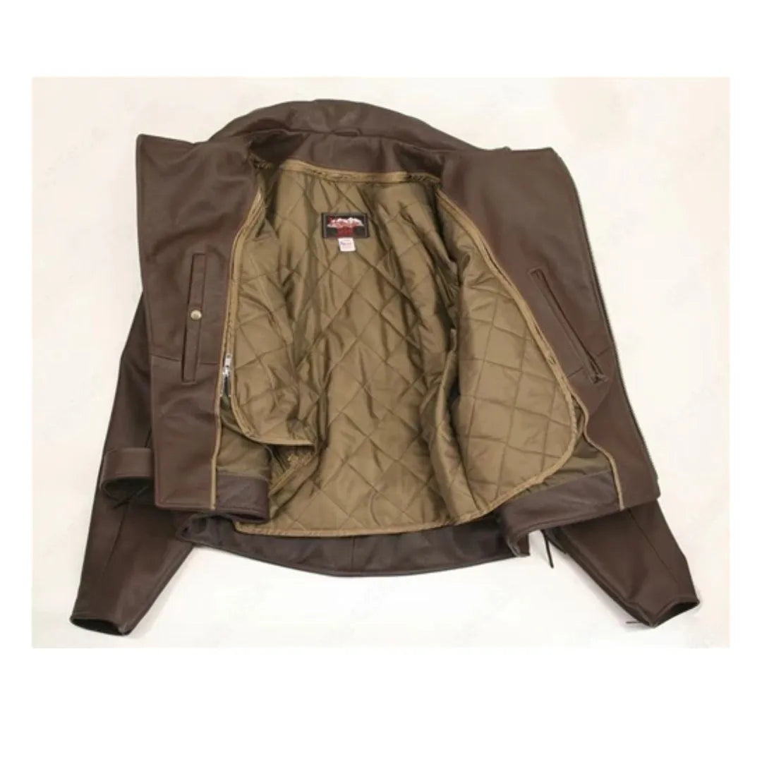 Men's Full Belted Cowhide Biker Jacket