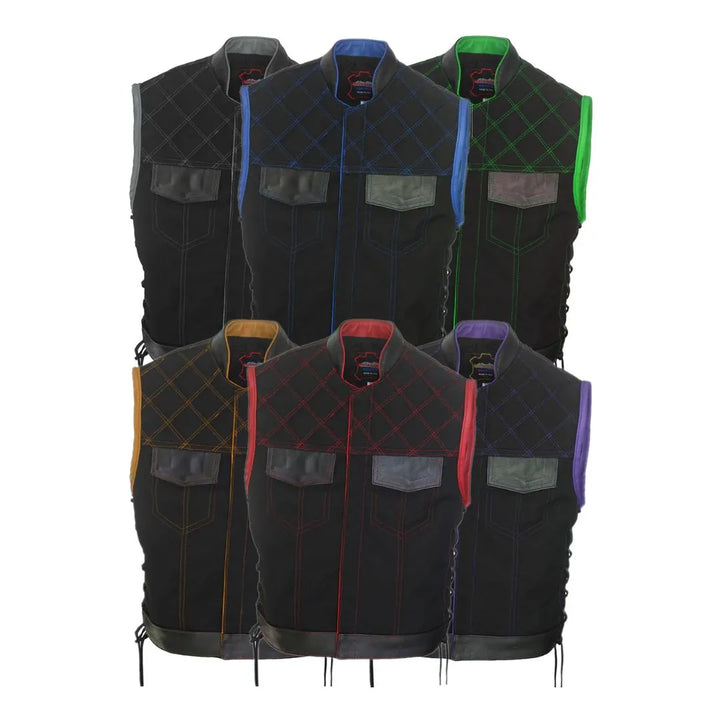 Double Stitch Diamond Biker Vest  Water Resistant Military Grade Fabric (Cordura)