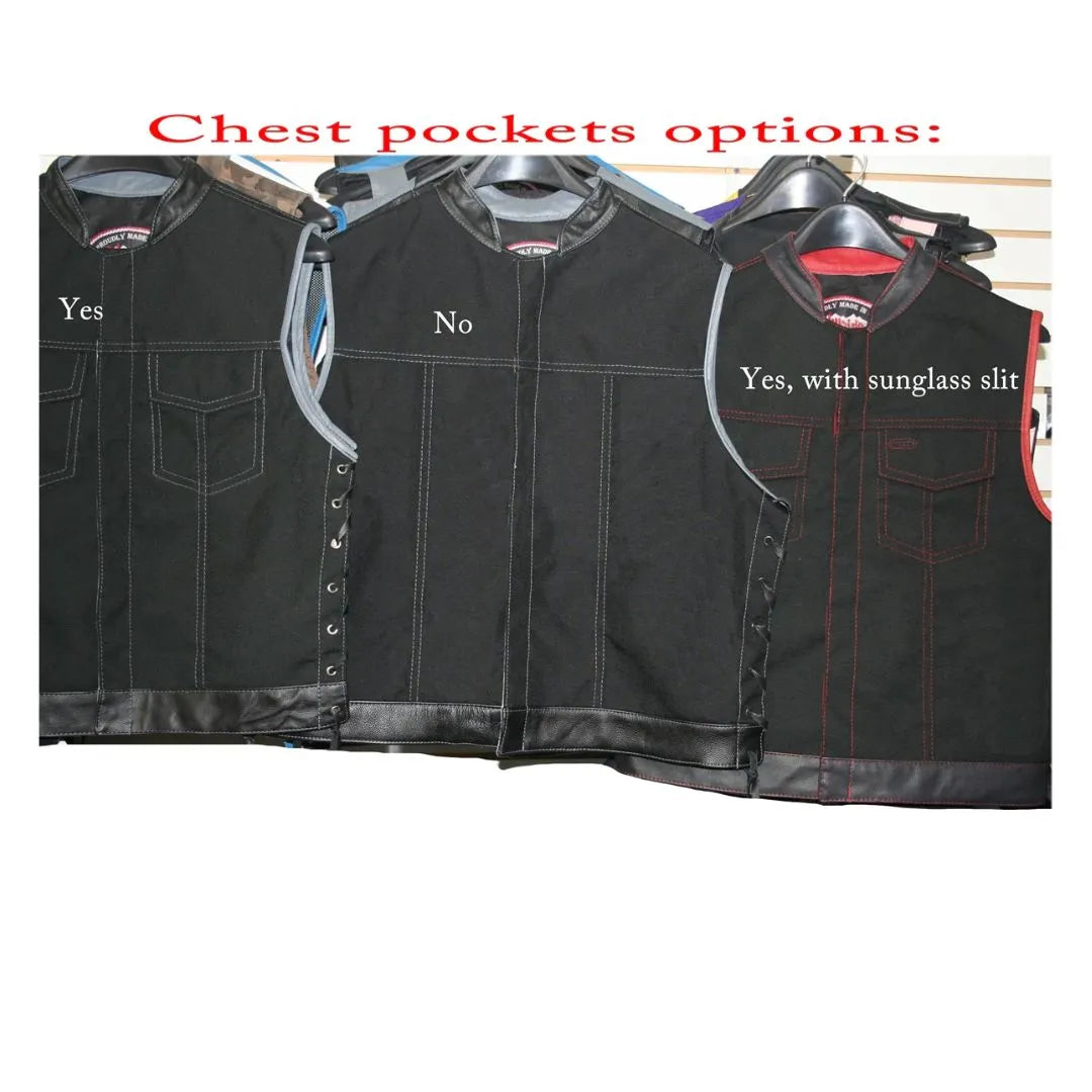 Double Stitch Diamond Biker Vest  Water Resistant Military Grade Fabric (Cordura)