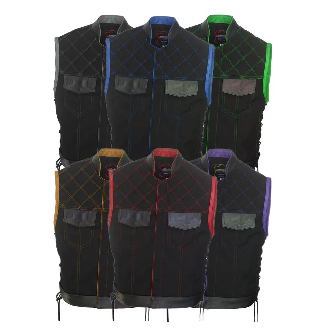 Double Stitch Diamond Biker Vest  Water Resistant Military Grade Fabric (Cordura)