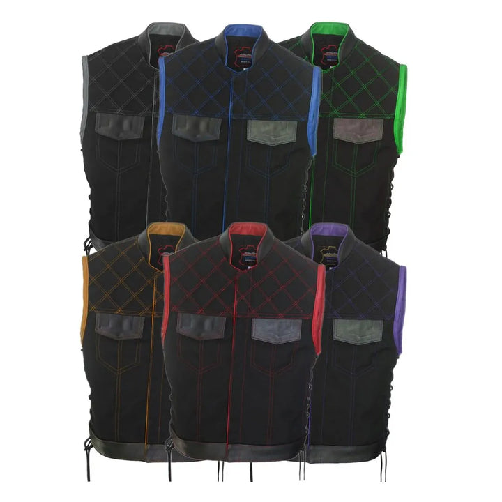 Double Stitch Diamond Biker Vest  Water Resistant Military Grade Fabric (Cordura)