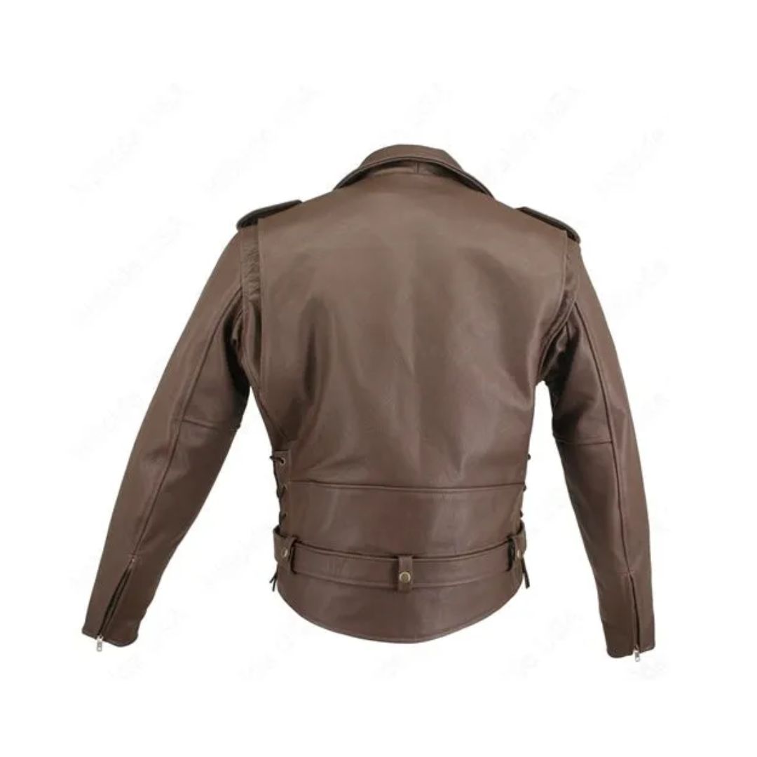 Men's Full Belted Cowhide Biker Jacket