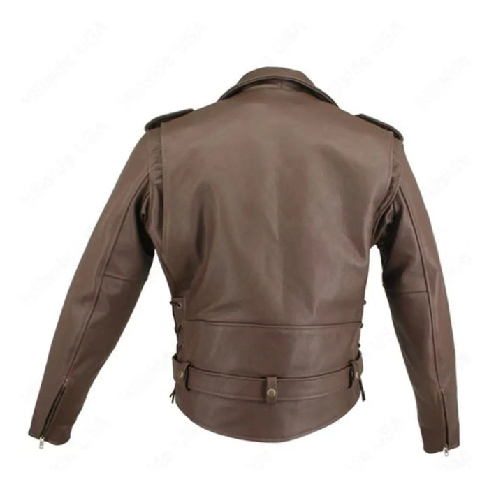 Men's Full Belted Cowhide Biker Jacket