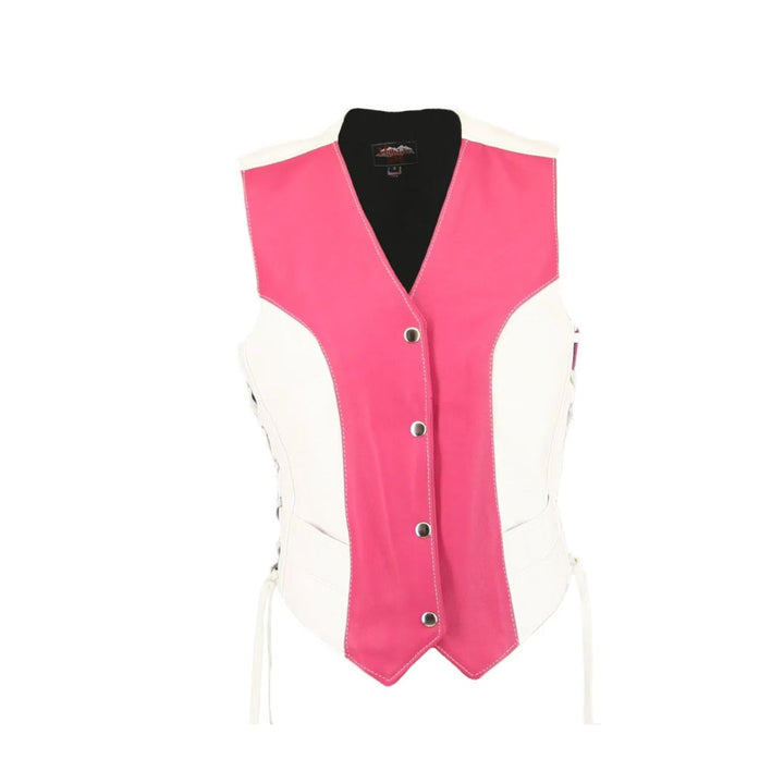 Women's Hot Pink/White Leather Vest