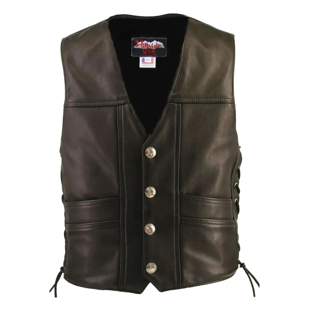Men's Braided Black-Brown Leather Vest (Custom)