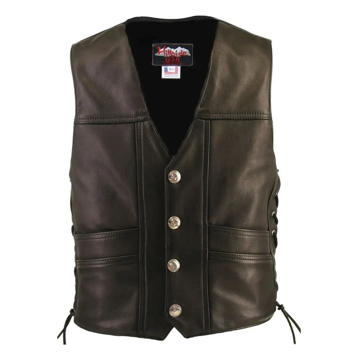Men's Braided Black-Brown Leather Vest (Custom)