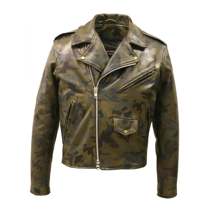 All Leather Camouflage Biker Jacket (Custom-Made)