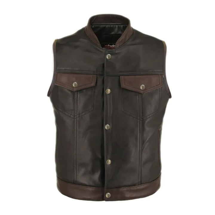 Men's Horsehide Stand up Collar / Two Tone Vest