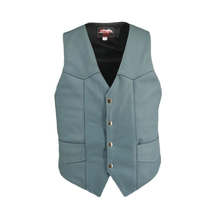 Men's Basic Motorcycle Vest Light Blue