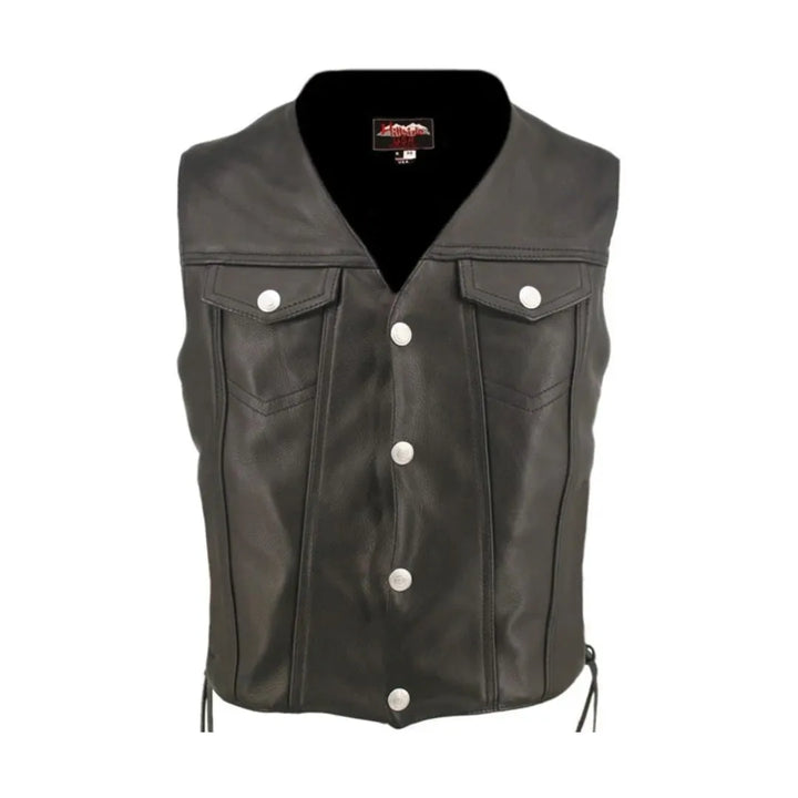 Men's Denim Style Vest Distressed Brown