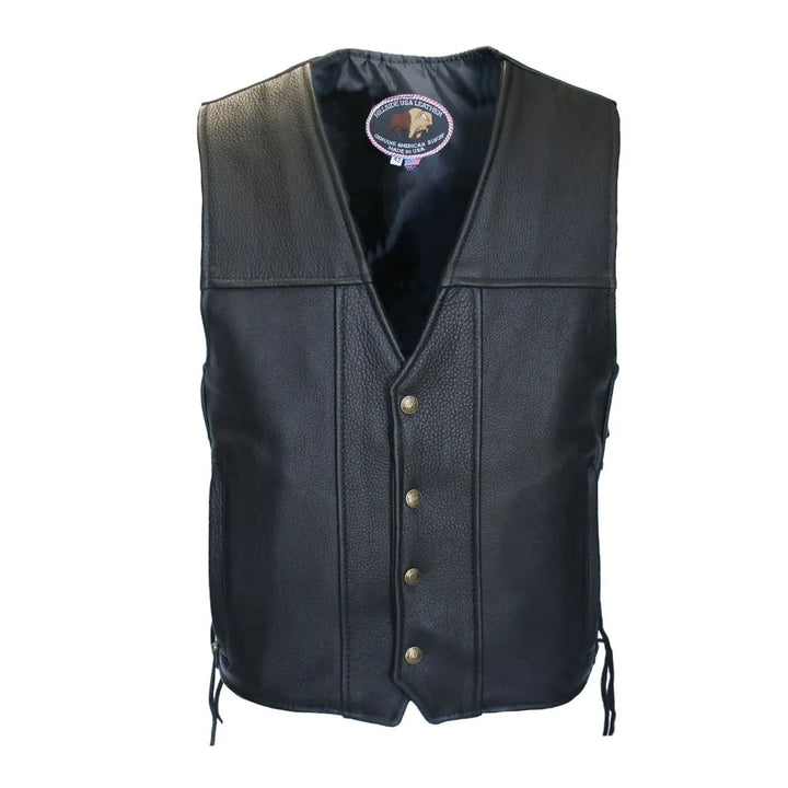 American Bison Leather Vest - Black