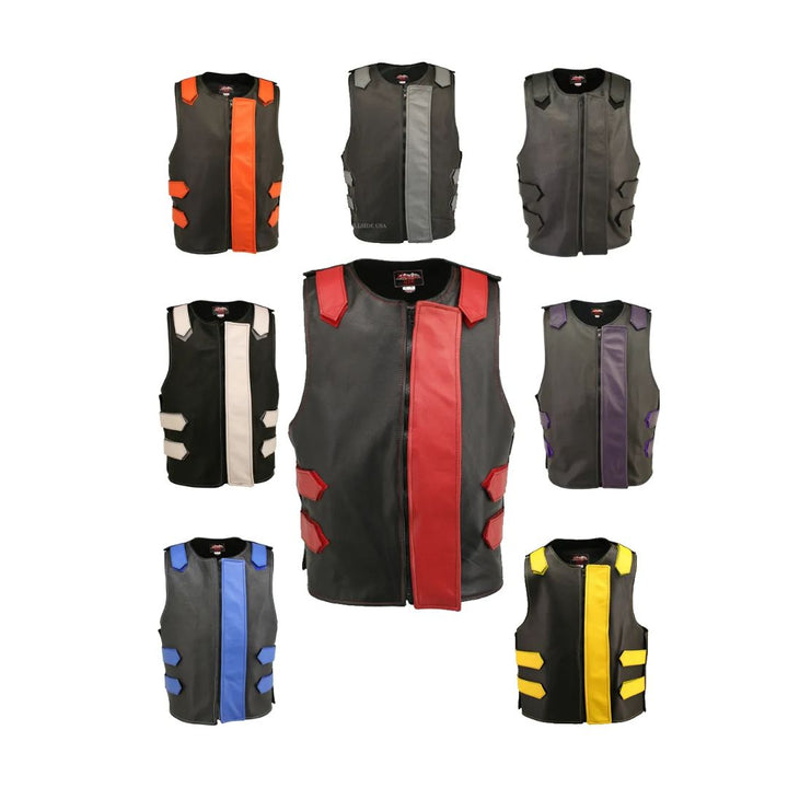 Removable Flap Tactical Leather Vest Black (Custom-Made)