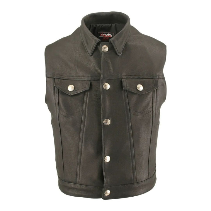 Men's Denim Style Vest With Collar