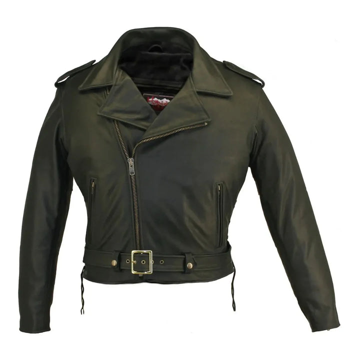 Men's Full Belted Cowhide Biker Jacket