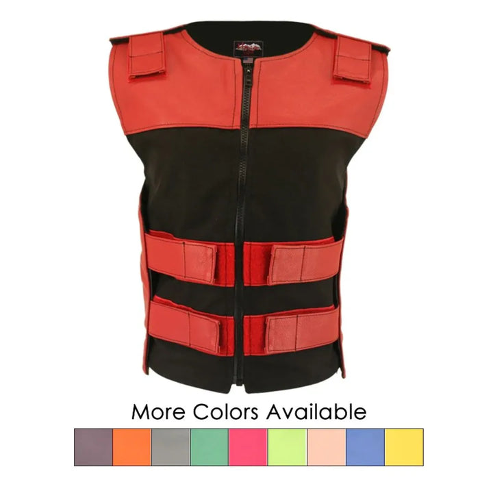 Women's Leather & Cordura Combo Zippered Tactical Vest (Custom-Made)
