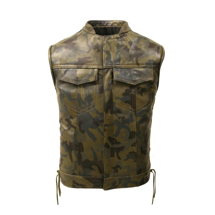 Hillside USA All Leather Camouflage Biker Vest