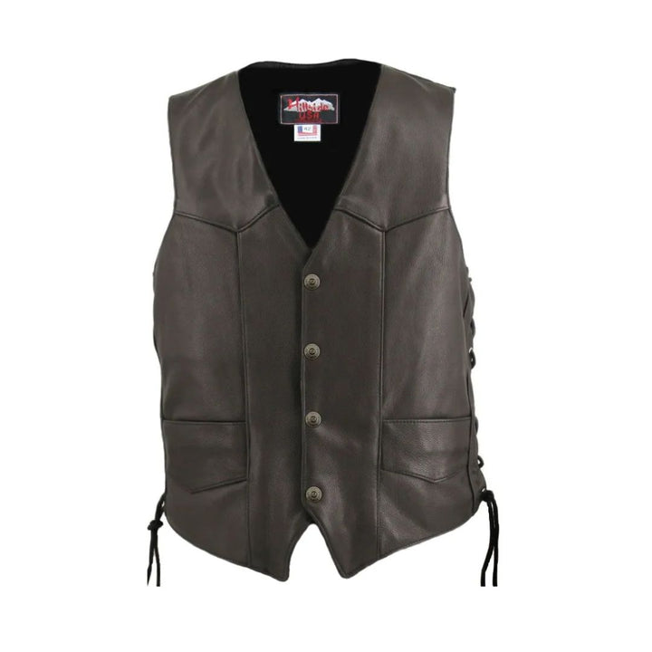 Men's Laced Side Classic Biker Vest with Gun Pockets