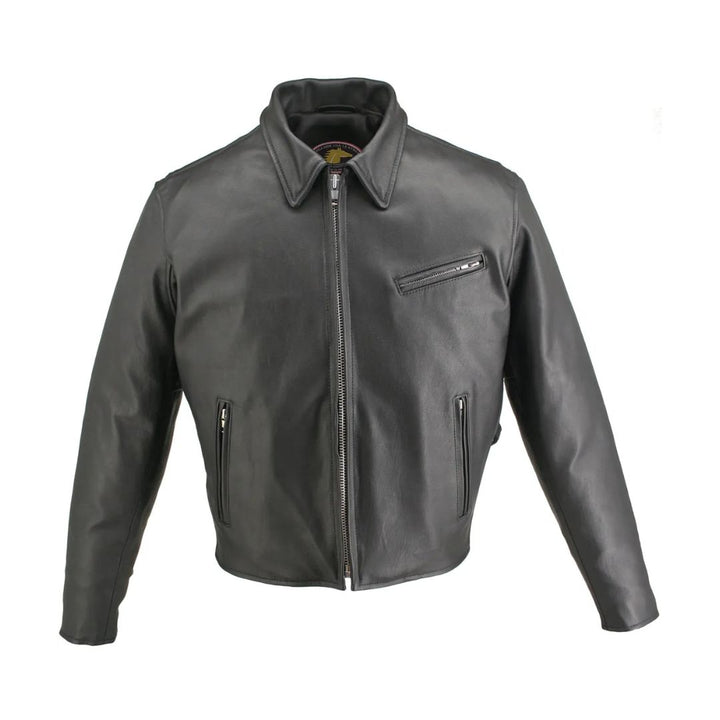 Men's Horsehide Racer Jacket Snap Down Collar
