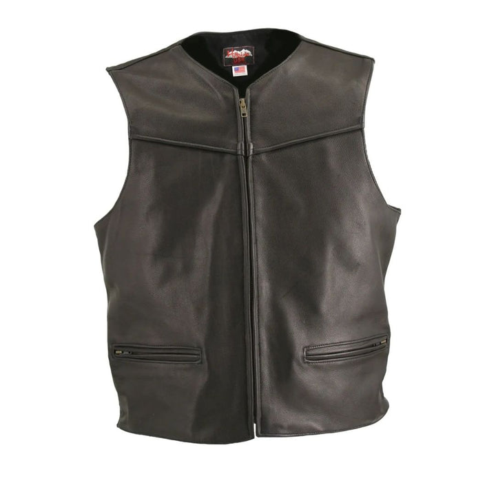 Men's Zipper Racer Leather Vest