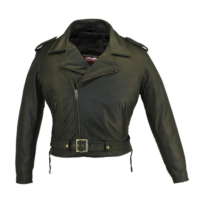 Men's Full Belted Cowhide Biker Jacket