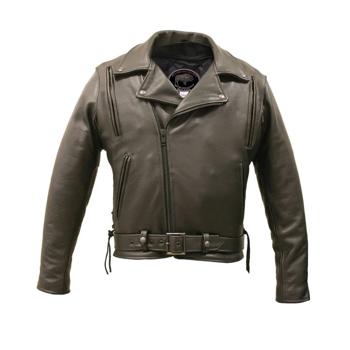 American Bison Black Vented Biker Jacket