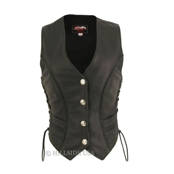 Women's Braided Leather Vest
