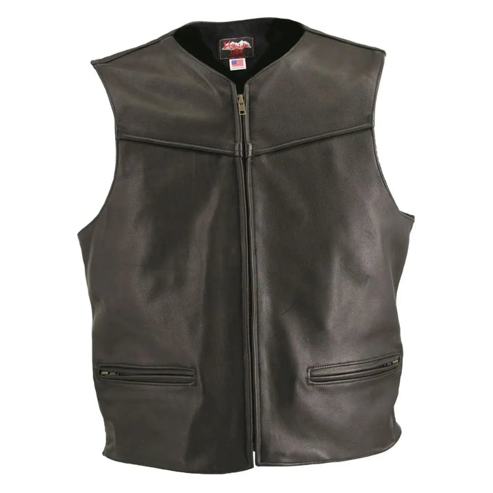 Men's Zipper Racer Leather Vest (Custom)