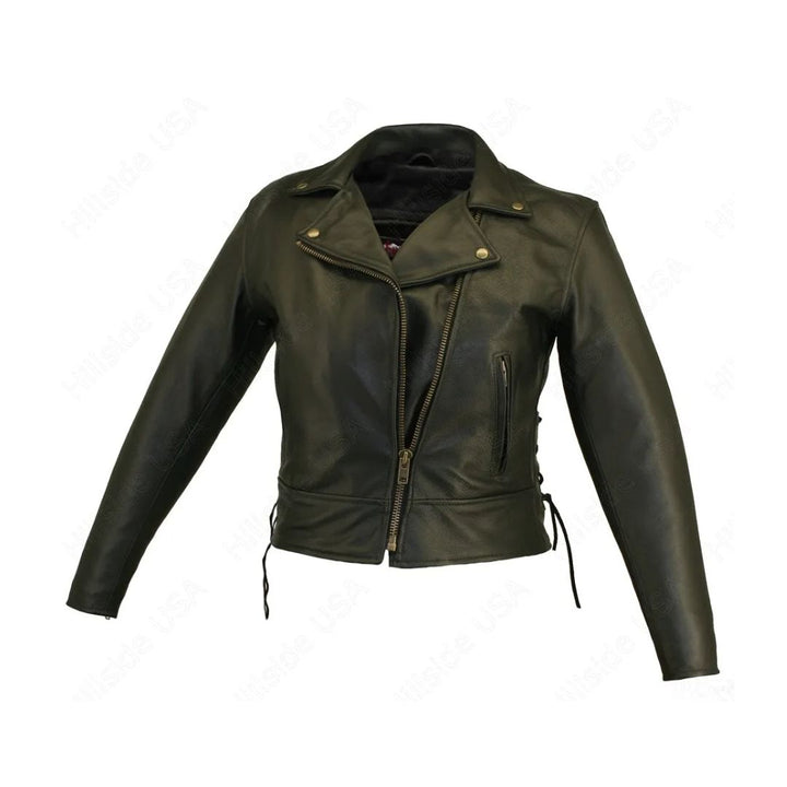 Women's Beltless Biker Leather Jacket