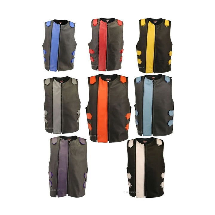 Men's Dual Front Zipper Tactical Leather Vest (Custom-Made)
