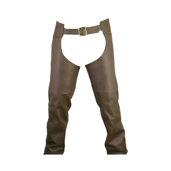 Men's Double Stitched Brown Leather Chaps